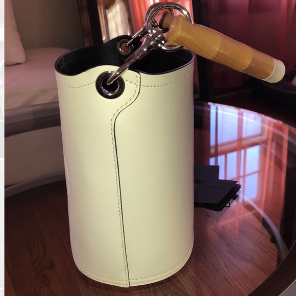 PRADA - White Leather Tambour Bucket Bag - $2,400 - Picture 4 of 9